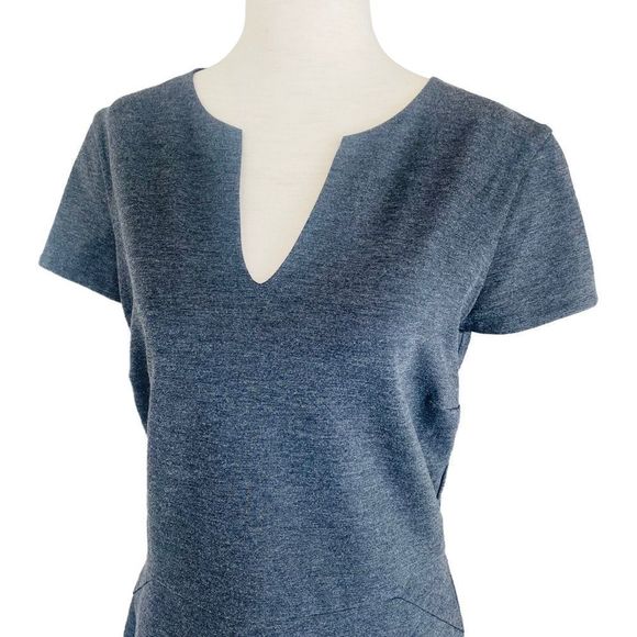 Banana Republic SS Seam Dress Gray Size 8 Tall Sheath Careerwear Midi Lined - Picture 3 of 11